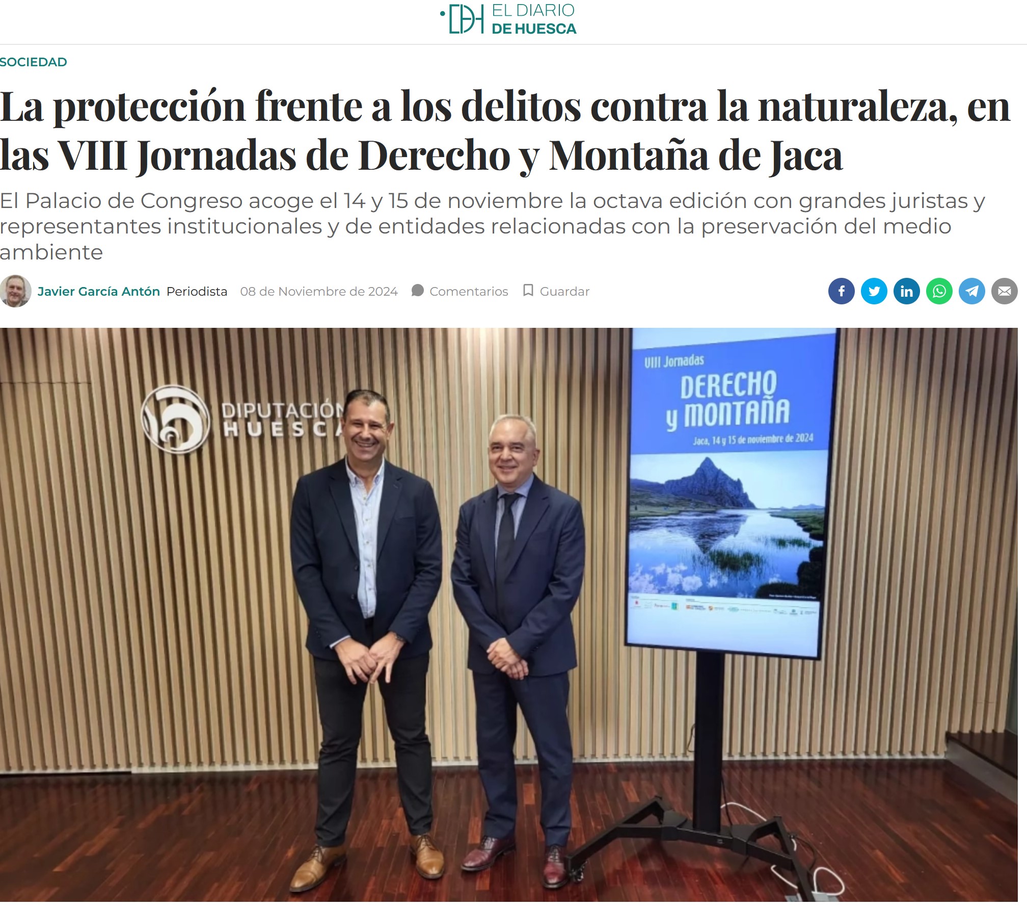 La protección frente a los delitos contra la naturaleza, en las VIII Jornadas de Derecho y Montaña de Jaca