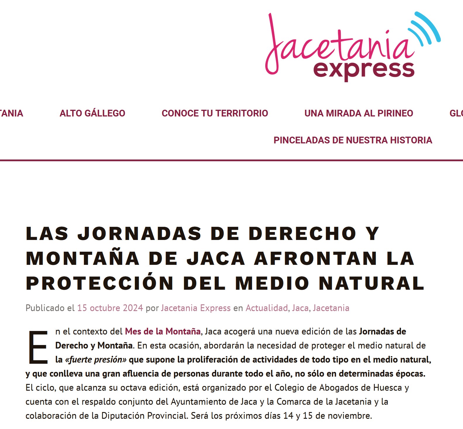 Las Jornadas de Derecho y Montaña de Jaca afrontan la protección del medio natural