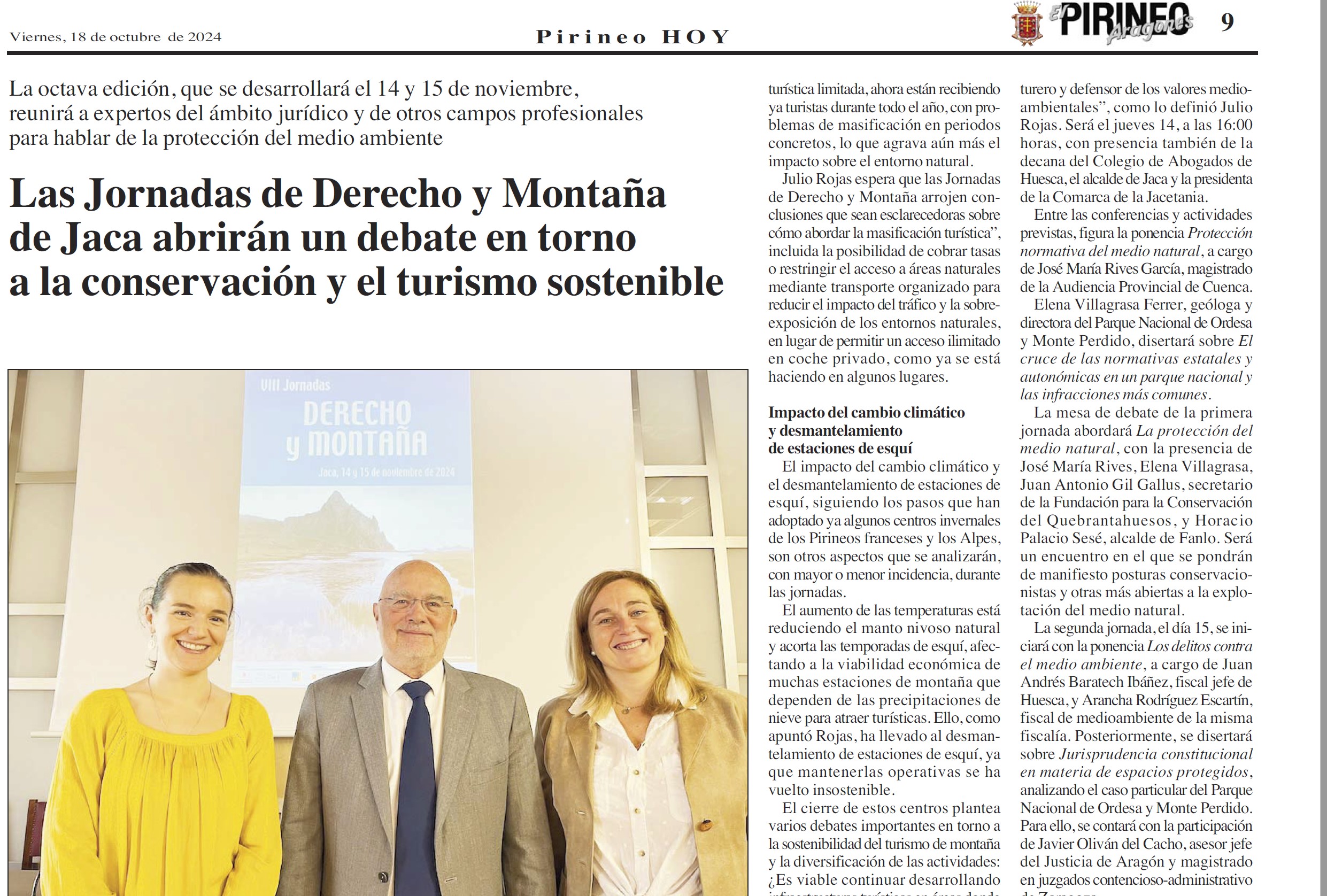 Las Jornadas de Derecho y Montaña de Jaca abrirán un debate en torno a la conservación y el turismo sostenible